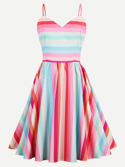 Robe à bretelle réglable à rayures