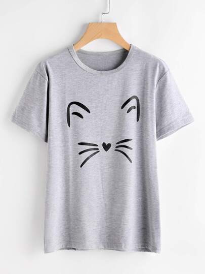 Tee-shirt imprimé du chat