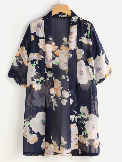 Kimono mousseline imprimé fleuri