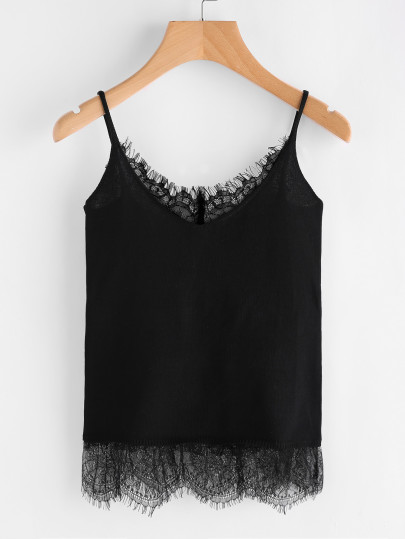 Camisola con ribete de encaje