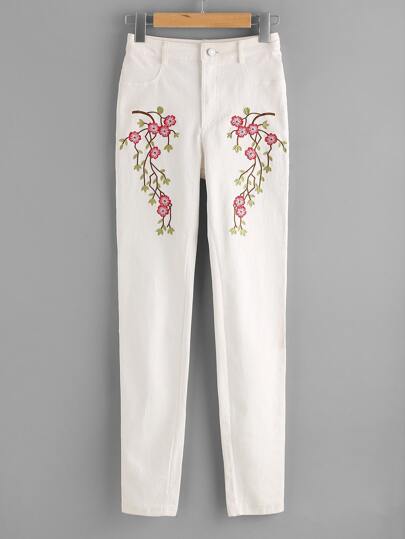 Pantaloni skinny ricamato