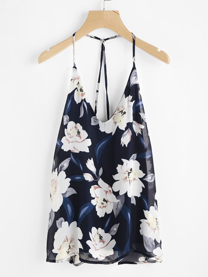 Top con estampado floral sin espalda
