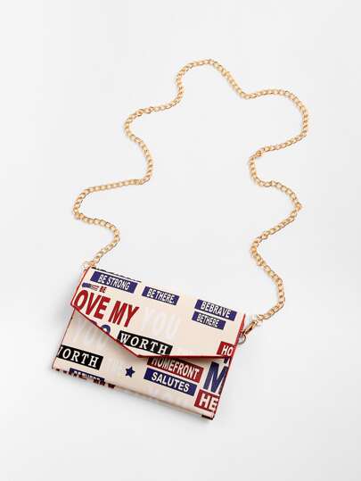 Pochette di PU con stampa di lettera e stella