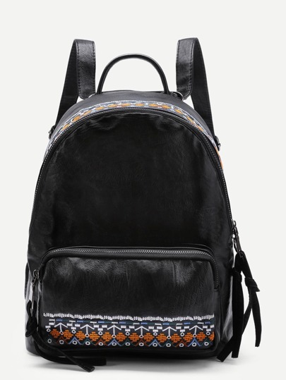 Embroidery Detail PU Backpack