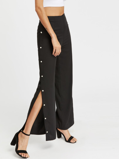 Zip Back Buttoned Split Side Tailored Pants