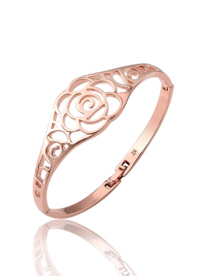 Bracelet creux en métal design de rose