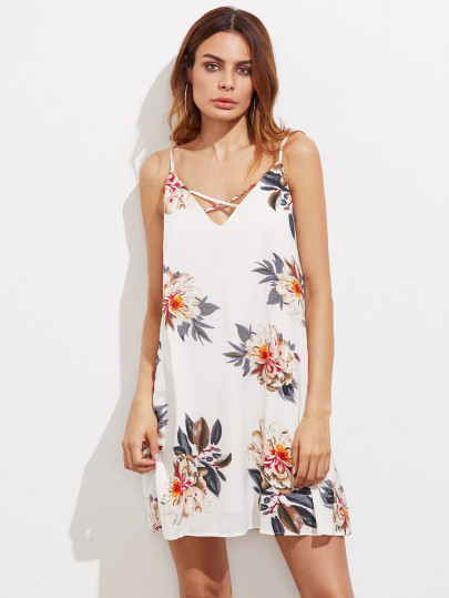 Robe col en double V croisée