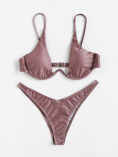 Ensemble de bikini jambe haute col en V