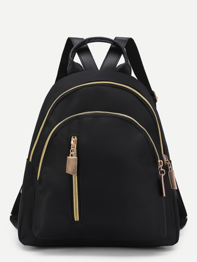 Vertical Zipper Detail Nylon Backpack