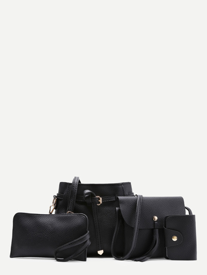 Tassel Detail PU Combination Bag 4pcs