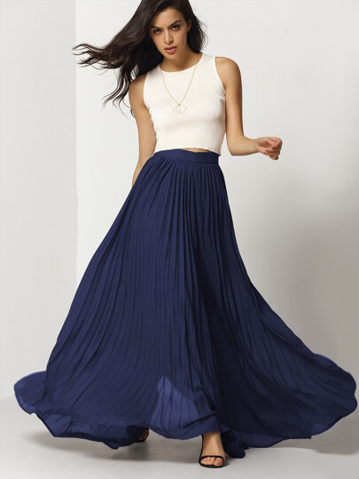 Pleated Full Length Skirt