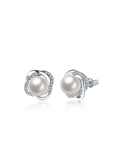 Boucles d'oreilles en strass avec perles fausses