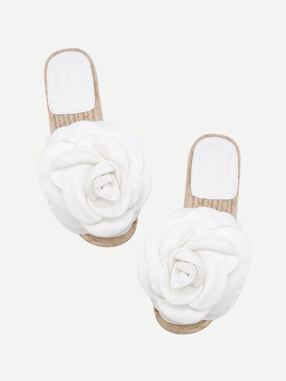 Sandalias planas de pu con adorno de flor