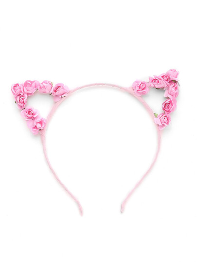 Flower Embellished Cat Ear Headband