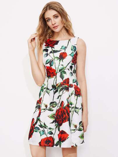 Vestito senza maniche con stampa di fiore