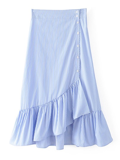 Pinstripe Ruffle Tiered Skirt