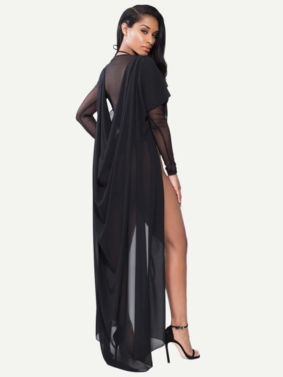 Set di costume da bagno a rete trasparente con kimono