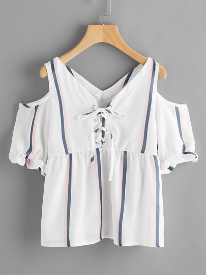 Top a strisce con laccetti