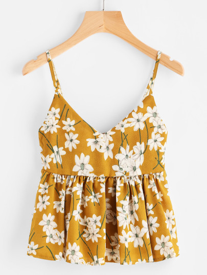 Top babydoll imprimé fleuri