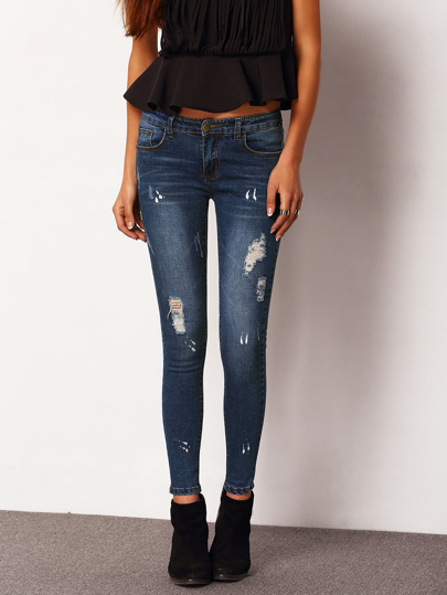 Ripped Skinny Ankle Jeans