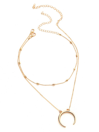 Metal Moon Pendant Necklace With Chain Choker