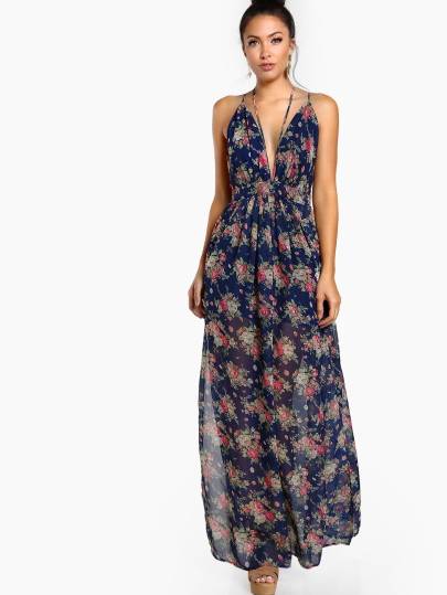 Vestido con estampado y espalda cruzada