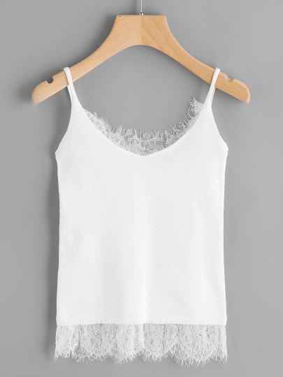 Camisola con ribete de encaje