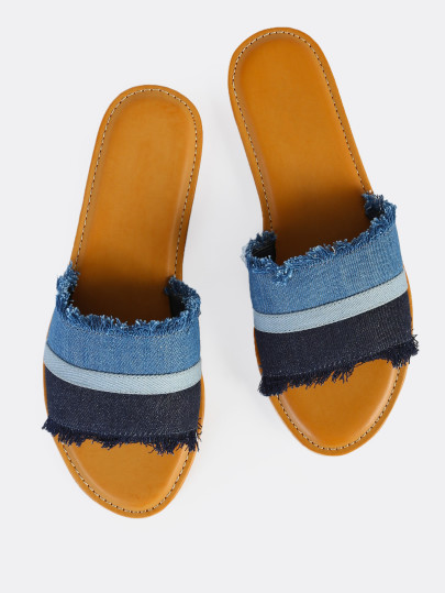 Denim Band Slip On Sandals BLUE DENIM