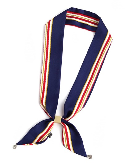 Striped Print Skinny Scarf