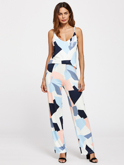Top caamisole con stampa geometrica con pantaloni