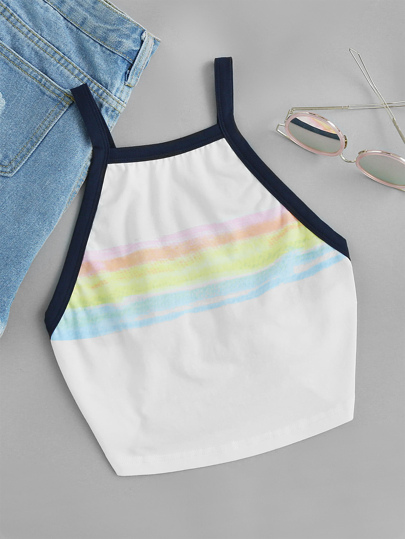 Camisola con ribete en contraste con cordones
