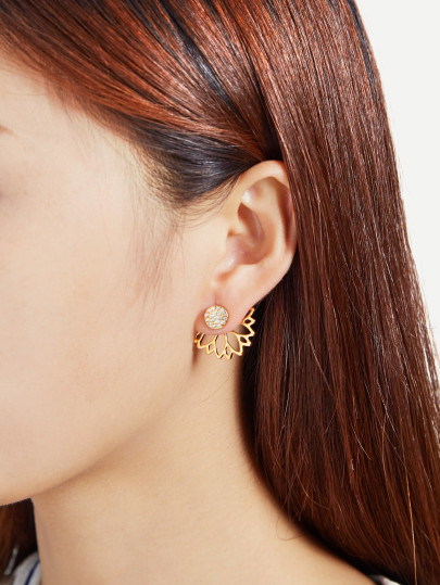 Boucles d\'oreille creuse design de lotus en strass
