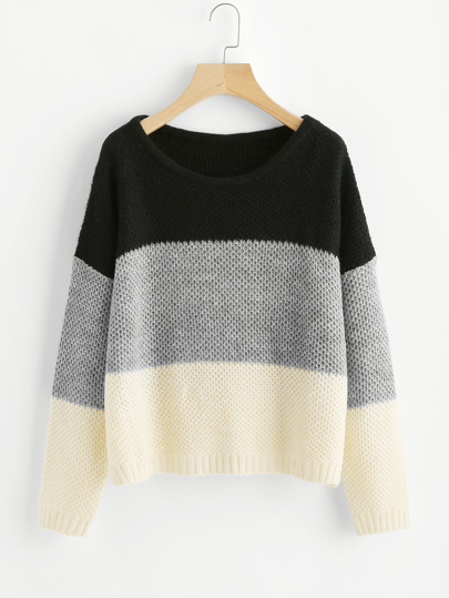 Pull-over fendu color-block