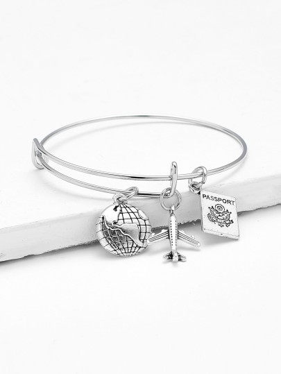 Bracelet décoré de la terre et l\'avion métallique
