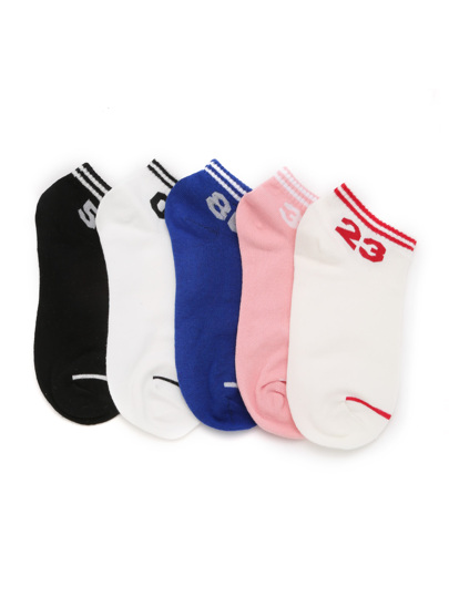 Striped Cuff Invisible Socks 5pairs