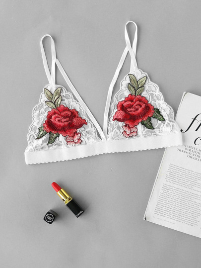 Bralet mit Rose Stickereien und Applikation