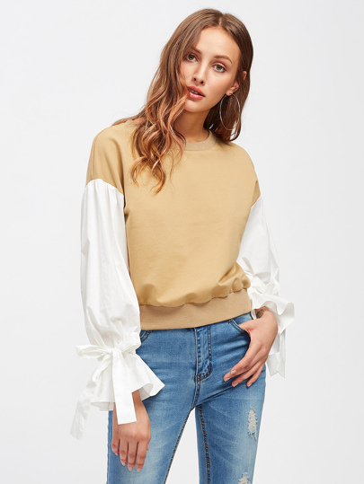 Sweatshirt mit Gürtel und Puffärmeln
