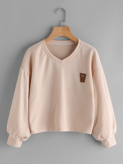 Sweat-shirt avec manche lanterne avec V col