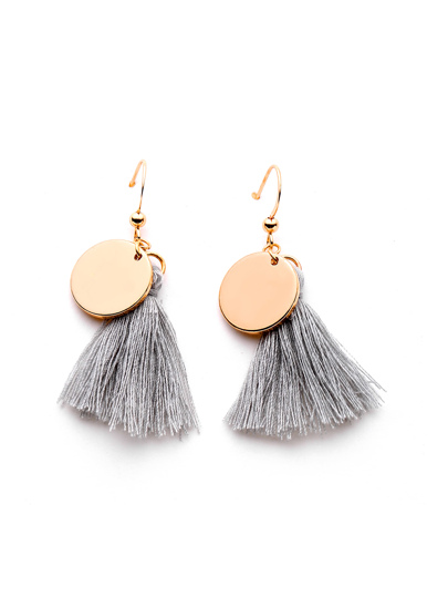 Tassel & Sequin Design Drop Earrings