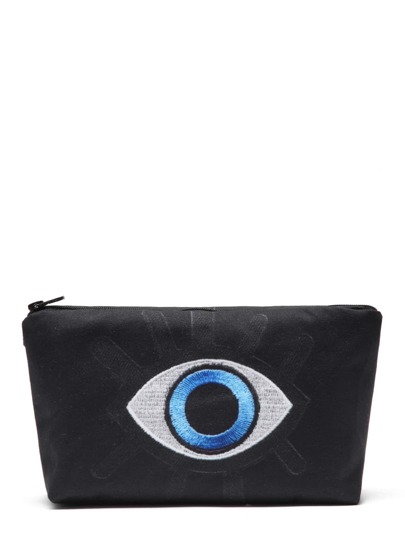 Trousse con ricamo a contrasto