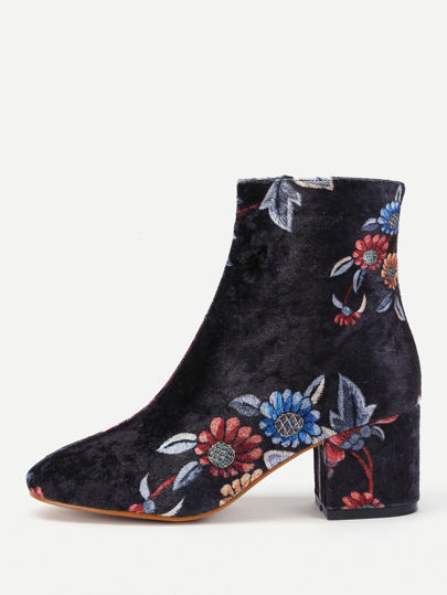Bottes de cheville imprimées fleuri avec le zip