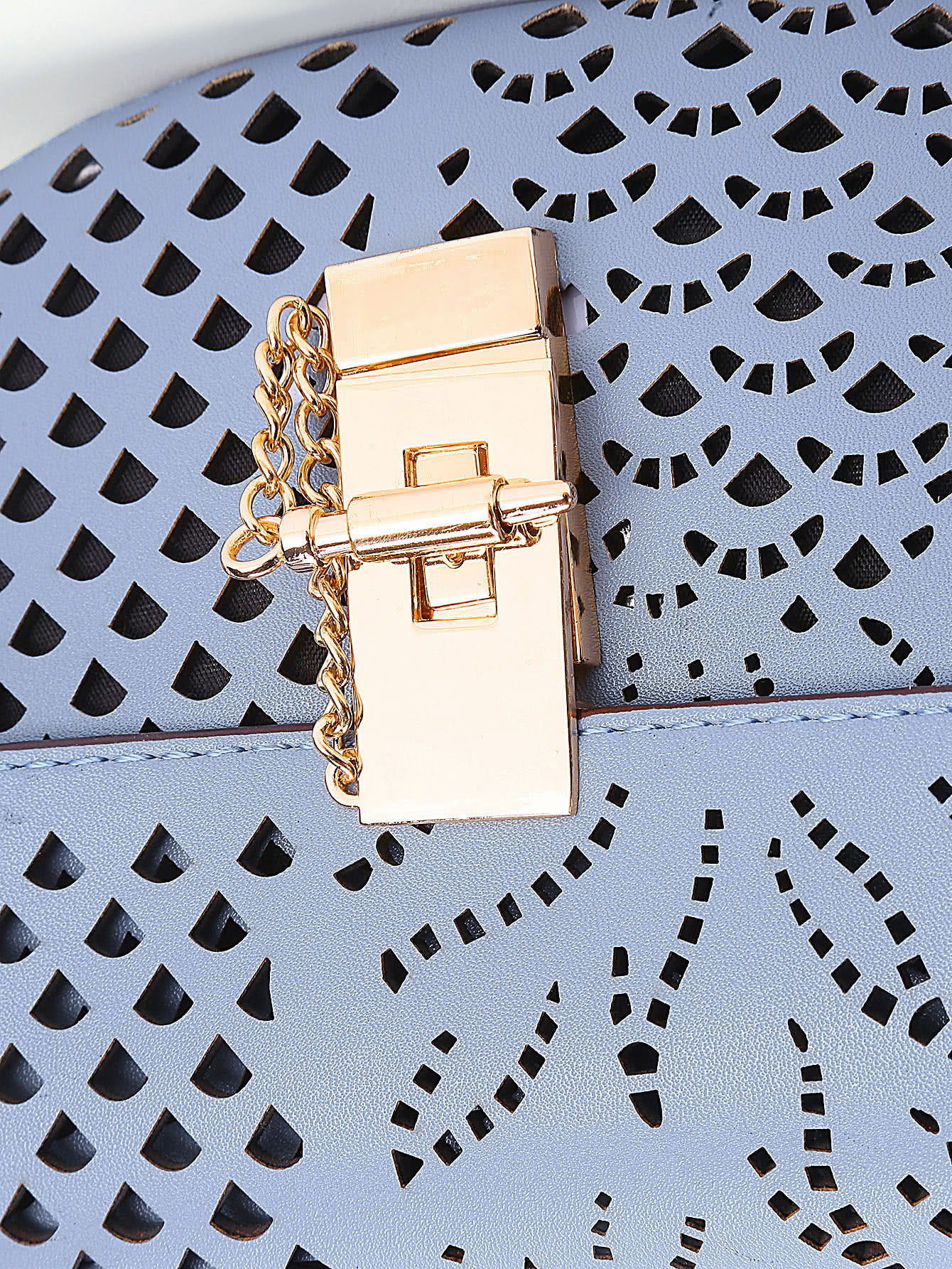 Laser Cut Design PU Crossbody Bag With Chain