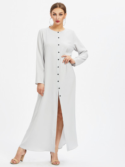 Single Breasted Longline Abaya Dress