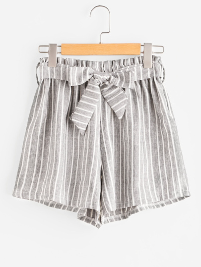 Short de rayas verticales con cintura elástica con cordón