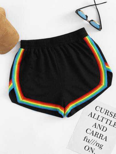Short con cinta de color irisado con bajo irregular