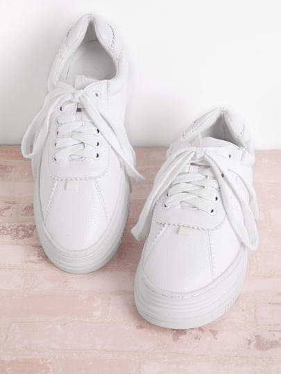 PU Lace Up Low Top Sneakers