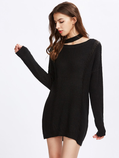 Choker Neck Ladder Detail Jumper
