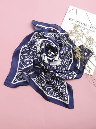 Skeleton Print Satin Bandana