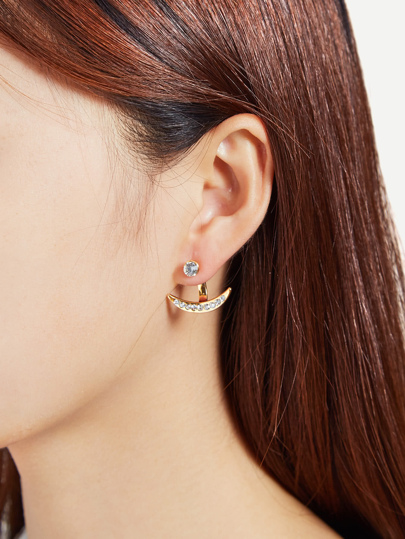 Boucles d\'oreille en forme de la lune en strass