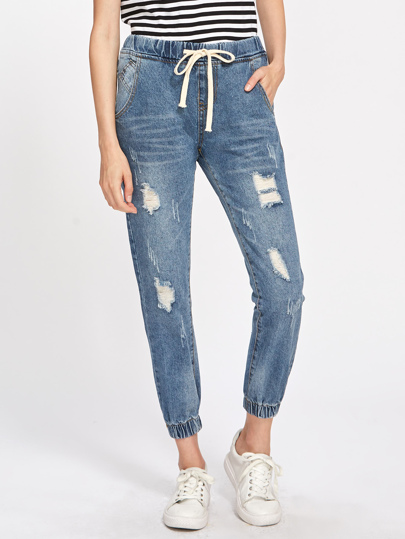 Jeans élastique lacéré